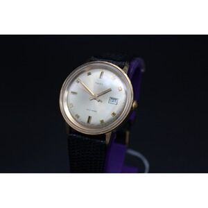 Vintage 1971 Timex Automatic Date Men's Watch Gold Tone New Crystal Runs